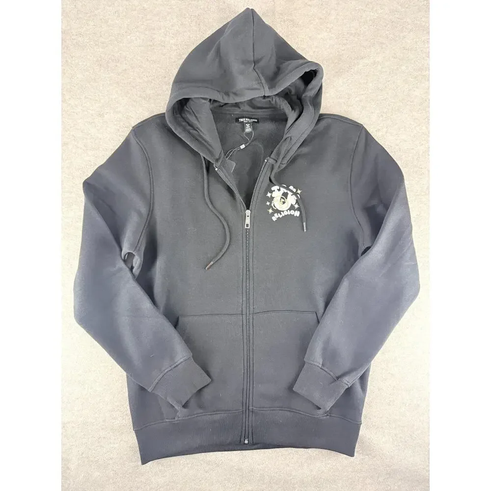 True Religion Hoodie Men's Medium Buddha Jet Black
